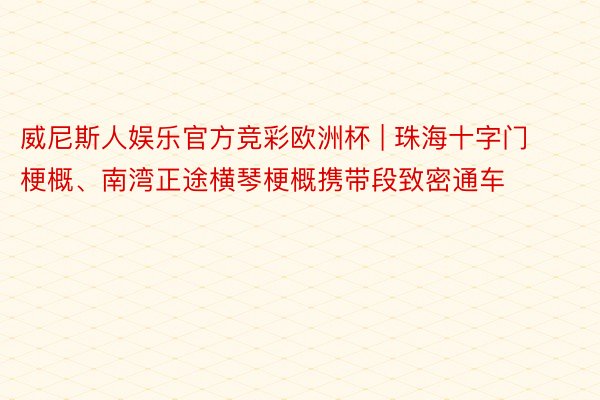 威尼斯人娱乐官方竞彩欧洲杯 | 珠海十字门梗概、南湾正途横琴梗概携带段致密通车