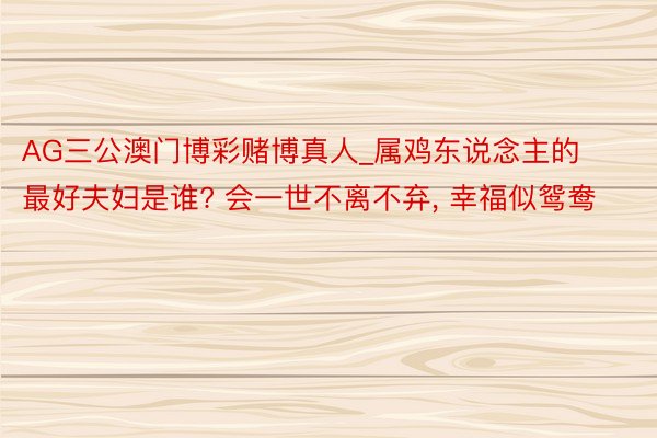 AG三公澳门博彩赌博真人_属鸡东说念主的最好夫妇是谁? 会一世不离不弃, 幸福似鸳鸯