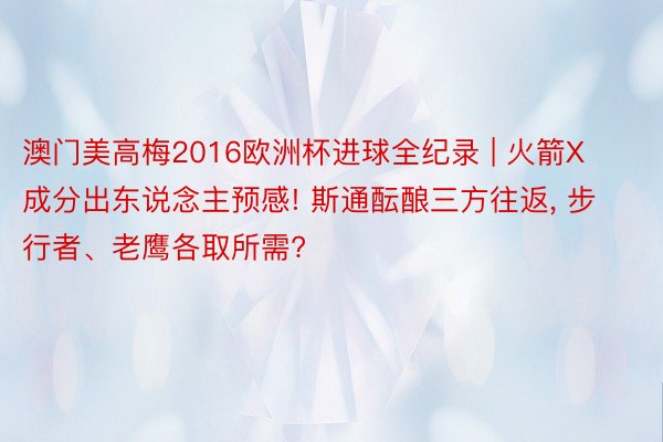 澳门美高梅2016欧洲杯进球全纪录 | 火箭X成分出东说念主