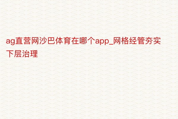 ag直营网沙巴体育在哪个app_网格经管夯实下层治理